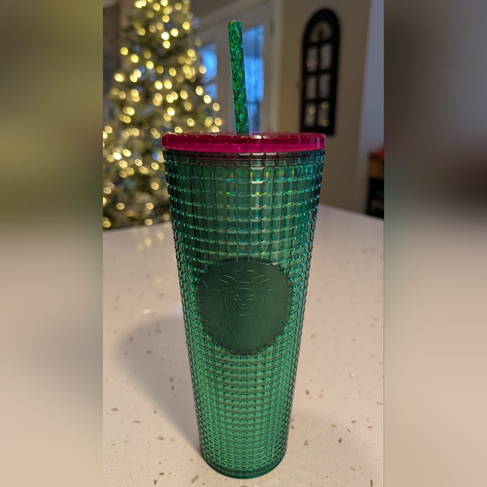 New Starbucks Tumbler Iced Cup Green Pink 2023 Watermelon 24 Oz